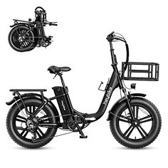 an electric bike is shown in three different angles, including the front and back wheels