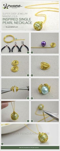 how to make wire wrapped earrings with pearls and gold plating - step by step instructions