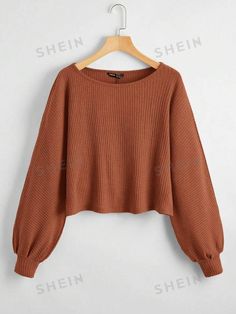 SHEIN Essnce Women's Solid Color Batwing Sleeve Loose Casual Crew Neck Sweatshirt, Spring/Autumn | SHEIN USA Terracotta Fall Outfits, Fall Sweaters For Teens, Cute Womens Sweaters, Cute Fall Clothes For Teens, Cute Sweaters For Women, Oversized Fall Sweater, Deep Autumn Fashion, Cute Fall Sweatshirts, Cute Knitted Sweaters