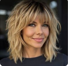 Medium Length Shag Curtain Bangs, Hair For 2024 Women, Med Length Shaggy Haircut, Medium Shaggy Haircuts Choppy Layers, Edgy Womens Haircuts, Shag Shoulder Length Haircut, Shag Hairstyles Medium Over 50, Medium Shag Haircuts For Fine Hair, Shag Cuts For Fine Hair