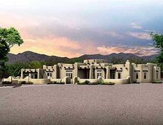 an artist's rendering of a house in the desert