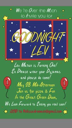 a green and red flyer with the words goodnight levi