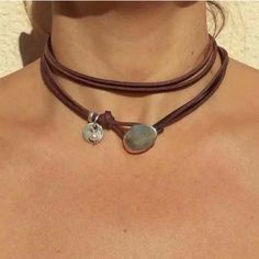 Questions? Leave A Comment Below! Leather Cord Jewelry Hanging, Cheap Adjustable Leather Necklaces, Necklace With Leather, Brown Leather Necklace, Pendant Choker, Jewelry Lookbook, Brown Silver, Necklace Choker, Leather Necklace