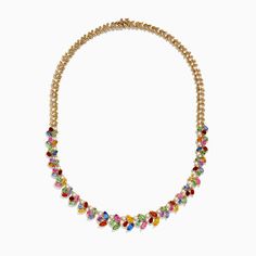 Effy Watercolors 14K Yellow Gold Multi Sapphire and Diamond Necklace Effy Necklaces, Multi Sapphire, Yellow Stone, Gold Yellow, Round Diamonds, Gold Metal, Diamond Necklace, Sapphire, Yellow Gold