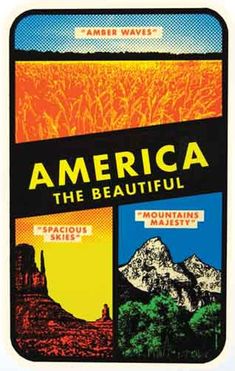 an advertisement for the national park with mountains, trees and water in the background that says field notes america the beautiful