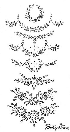 an old fashioned drawing of flowers and leaves in black ink on white paper with the words,