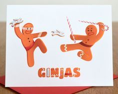 a card with two gingers on it and the words gumas written in orange