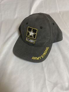 US Army Army Strong Strapback Hat New. Shipped with USPS First Class. Military Cotton Snapback Hat, Military-style Cotton Snapback Hat, Military Style Cotton Snapback Hat, Military Style Adjustable Dad Hat, Military Style Snapback Baseball Cap In Cotton, Vintage Curved Bill Gray Hat, Vintage Gray Baseball Cap With Curved Bill, Army Strong, Strapback Hats