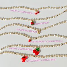 Forbidden Fruit Pearl Necklace One Piece Devil Fruit, Cherry Charm, Devil Fruit, Fruit Necklace, Pick Your Poison, Forbidden Fruit, Necklace Length, Steel Chain, Stainless Steel Chain