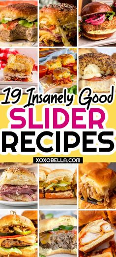 the cover of 19 instantly good slider recipes, with images of sandwiches and burgers