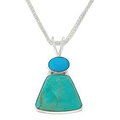 Jay King Sterling Silver Multicolor Turquoise Pendant with 18" Chain   For fans of American-mined turquoise, this pretty pendant is for you! The simple piece features beautiful blue Sleeping Beauty turquoise and green Tyrone turquoise from the American Southwest. From Jay King.       Pendant approx. 1-1/4"L x 3/4"W     Necklace approx. 18"L x 1/16"W with 2-3/4" extender     Stamped .925     Split, tapered bail     Pendant has blue oval of Sleeping Beauty turquoise stacked atop flaired, freeform Turquoise Dangle Necklace, Nickel-free Turquoise Pendant Necklace, Nickel-free Blue Turquoise Round Pendant Necklace, Nickel-free Blue Turquoise Necklace With Round Pendant, Nickel Free Blue Turquoise Necklace With Round Pendant, Turquoise Dangle Nickel-free Necklace, Turquoise Dangle Necklace Nickel Free, Blue Turquoise Pendant Necklace With Lobster Clasp, Blue Turquoise Necklace With Large Oval Pendant