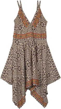 Imagine a stunning spaghetti strap dress that effortlessly combines elegance and charm.  This dress features a flowy silhouette that gracefully drapes around the body, creating a sense of movement and grace. #tlb #vacationclothing #beachwrap #Printed #bohemianfashion #BohoDress #RetroDress Bohemian A-line Dress With Flowy Skirt, Bohemian Brown Dress With Spaghetti Straps, Elegant Beige Flowy Sundress, Bohemian Beige Spaghetti Strap Dress, Bohemian Beige Dress With Spaghetti Straps, Casual Dress With Spaghetti Straps And Flowy Skirt, Casual Flowy Dress With Spaghetti Straps, Casual Flared Beach Dress, Summer Beach Dress With Flared Skirt