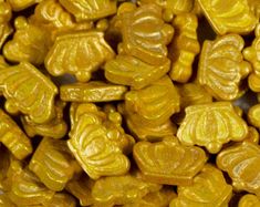 close up view of yellow candy candies