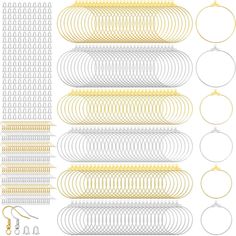 PRICES MAY VARY. Jewelry making kits: package comes with 180 pieces beading earring hoops in 2 colors and 3 sizes (golden and silver, 30/ 35/ 40 mm), and 200 pieces earring hooks (golden and silver), 200 pieces earring backs, abundant content can meet your crafting and sharing needs, suitable for DIY jewelry making projects Quality and safe to use: these beading hoop earring finding components and earring hooks are made of alloy without and , safe and skin-friendly, flexible and easy to use, dur Earring Kit, Jewelry Making Kits, Jewelry Making Project, Beaded Hoop Earrings, Beaded Hoops, Sewing Stores, Accessories Earrings, Earring Findings, Bijoux Diy