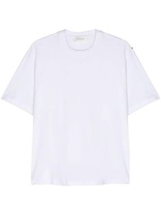 white cotton lightweight jersey crew neck short sleeves straight hem White Boxy Fit Crew Neck T-shirt, Minimalist Crew Neck T-shirt For Summer, Classic Boxy Fit T-shirt For Summer, White Classic Boxy Fit T-shirt, Oversized Classic Summer T-shirt, Classic Oversized Summer T-shirt, Simple Boxy Fit Crew Neck T-shirt, Minimalist Cotton T-shirt With Boxy Fit, Minimalist Boxy Fit Crew Neck T-shirt