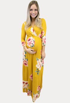 Sweetheart Floral Maternity Maxi in Mustard - Sexy Mama Maternity  #SexyMamaMaternity Modest Flowy Maternity Dress For Spring, Spring Modest Flowy Maternity Dress, Spring Maternity Dress V-neck Nursing Friendly, Spring Maternity Dress With Nursing Friendly V-neck, Spring V-neck Nursing Friendly Maternity Dress, Spring Maternity Dress Bump Friendly, Modest Maternity Maxi Dress For Spring, Spring Bump-friendly Maternity Dress, Spring Floor-length Maternity Dress