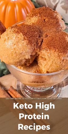 Unique keto ice cream recipes showcasing high protein and low carb treats that are perfect for a delicious gluten-free dessert. Features ice cream recipes made with pumpkin cottage cheese and cinnamon.