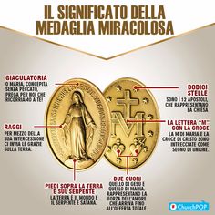 an image of the meaning of the miraculous medal, with information about it and its features