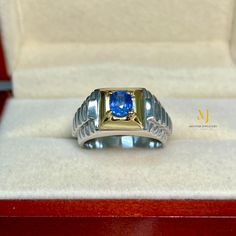 Ring Details - Natural Blue Sapphire - Main Stone Size: 6.30x5.40mm Approximate - Ring Front width: 11.20mm - Band Width: 6.50mm - Band Thickness: 2.00mm - Gross Weight: 10.00grams - Handmade Ring - Rhodium Coated and Gold Plated - Sterling Silver 925 - Hallmarked - Dimensions and Weight Depends on Variations in Sizes. - Available in all Sizes ( Please make sure about your ring sizes) - DM for Customizations NOTE: - Our Products are Made to Order According to Customer's Expectations So It May Ta Classic Sapphire Rings With Vvs Clarity, Formal White Gold Birthstone Ring With Polished Finish, Classic White Gold Tanzanite Rings, Formal White Gold Tanzanite Rings, Formal Lab-created Sapphire Ring With Polished Finish, Formal Polished Lab-created Sapphire Ring, Formal Sterling Silver Birthstone Ring With Accent Stones, Fine Jewelry Polished Birthstone Ring With Round Stone, Fine Jewelry Birthstone Ring With Polished Round Stone