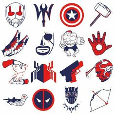 the avengers symbols are drawn in red, white and blue