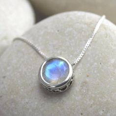 Gifts under 100 - Moonstone solitaire necklace with genuine moonstone in sterling silver, gemstone n Moonstone Round Necklace For Anniversary, Simple Gold Bangle, Sterling Silver Gemstone Necklace, Slider Necklace, Peoria Az, Solitaire Necklace, Solitaire Necklaces, Gold Bracelet Cuff, Birthstone Gifts