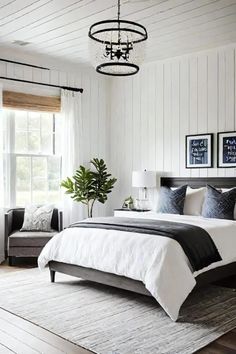 25 Shiplap Bedroom Wall Ideas Shiplap Feature Wall, Dark Bedroom Furniture, Feature Wall Bedroom