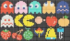 a cross stitch pattern with an image of different characters on the front and back side