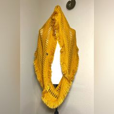 New With Tag. Bright Accent For Your Outfit. 100% Acrylic Approximately: 15” X 36”X2 B33 Casual Yellow Scarves, One Size, Casual Yellow Scarf, One Size, Casual Yellow Scarf One Size, Casual Yellow One-size Scarf, Yellow Bohemian Scarves One Size, Pink Blanket Scarf, Grey Scarf, Yellow Knit, Lace Scarf