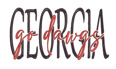 the word georgia in red and black ink