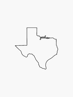 a black and white outline map of the state of texas, with the word yeeham on it