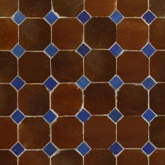 a brown and blue mosaic tile pattern