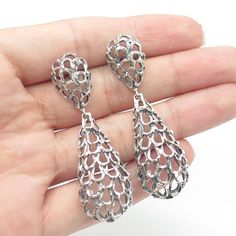 Great vintage condition. Push backs are not included.  925 Sterling Silver Vintage Ornate Dangling Earrings  Weight: 9.0g   WELCOME TO PAWN SHOP We are an actual pawn shop and have been in business for over 25 years. Since 1990, our establishment has been serving a variety of clients by providing them with short term cash solutions and options of liquidity regarding their treasured heirlooms. Acknowledging that today′s customers are very sophisticated and are looking for a variety of investments Silver Teardrop Metal Clip-on Earrings, Formal Silver Drop Clip-on Earrings, Vintage Silver Teardrop Clip-on Earrings, Silver Drop Clip-on Earrings For Jewelry Making, Silver Clip-on Earrings For Jewelry Making, Silver Plug Earrings For Formal Occasions, Silver Clip-on Drop Earrings, Silver Dangle Clip-on Earrings For Anniversary, Ornate Silver Clip-on Jewelry