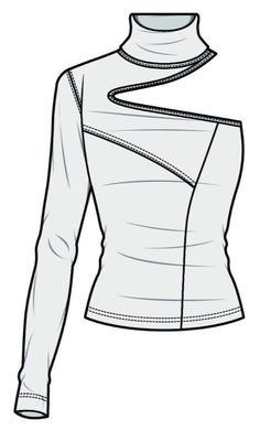 a drawing of a white shirt with long sleeves and a neck tie on the front