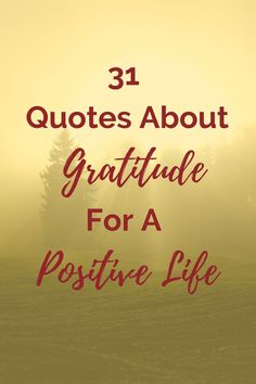 the words, 31 quotes about gratitude for a positive life are in red and yellow