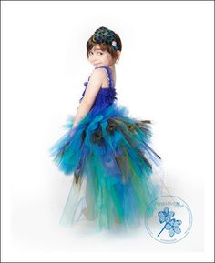 Peacock tutu dress, an adult version could be cute! Homemade Peacock Costume For Kids, Peacock Doll Dress, Girls Peacock Costume, Peacock Tutu, Peacock Skirt, Princess Tutu Dresses, Peacock Costume, Birthday Tutu Dress, Peacock Dress