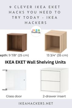 ikea wall shelving units are available in different sizes and colors, including white or oak