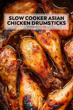 Asian Chicken Drumsticks in the Slow Cooker Asian Chicken Drumsticks, Slow Cooker Asian Chicken, Meals To Make With Chicken, Easy Meals To Make, Slow Cooker Asian, Chicken Cooker, Chicken Leg Recipes, Chicken Drumstick Recipes, Drumstick Recipes