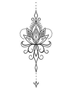 a black and white drawing of a flower with an intricate design on the back of it