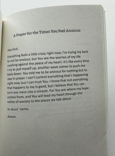 A Prayer for when feel anxious. Prayers For Nervousness, Prayers For Burnout, Prayer For Stressful Situation, Prayers For Feeling Down, Prayer For Feeling Lost, Bible Verses For When You Feel Scared, Prayers For When Your Scared, Prayers Anxiously, Prayer For Breakup