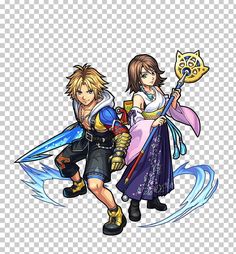 Monster Strike, Tidus And Yuna, Simple Anime, Montage Photo