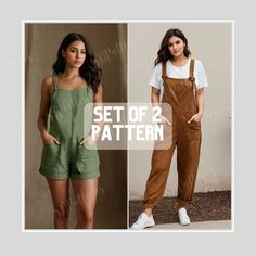 Get a big discount with the Bundle Shop Pattern: https://www.etsy.com/listing/1695033562/This sewing pattern is a versatile and stylish option for creating romper jumpsuits in sizes XS to XXXL. Perfect for women, the pattern includes a range of sizes to accommodate different body types. The design features a comfortable and relaxed fit, making it ideal for casual wear. The jumpsuit can be crafted from linen or cotton fabric, offering a breathable and lightweight option. With a dungaree pant and Jumpsuit Pattern Sewing Free, Loose Pants Pattern, Dungarees Pattern, Flare Pants Pattern, Dungaree Pattern, Work Jumpsuit, Trousers Pattern, Beautiful Jumpsuits, Jumpsuit Pattern Sewing