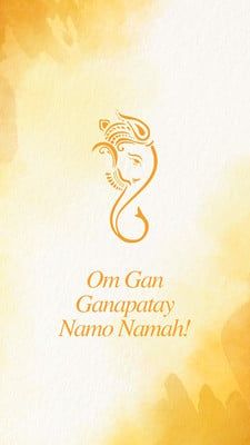 an image of the hindu god gandapaay namo namach on yellow watercolor