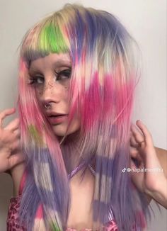 Harajuku Hair, Multicolor Hair, Funky Makeup, Cute Hair Colors, Multi Colored Hair, Multicolored Hair, Extensions Hair, Pretty Hair Color