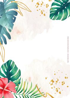 a watercolor background with tropical leaves and flowers