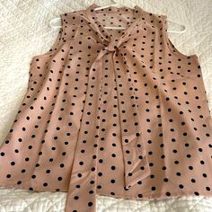 Shein. Medium Pink Blouse With Black Polka Dots. Nwot. Polka Dot Sleeveless Top For Work, Sleeveless Polka Dot Top For Work, Tops Shein, Outfit Formulas, Shein Tops, Pink Blouse, Black Polka Dot, Polka Dots, Top Blouse