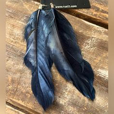 The 21 Feather Earrings. For Pierced Ears. Blackish Blue In Color. Brand New. Never Worn. Blue Feather Earrings, Crow Feather, Chevron Earrings, Gold Feathers, Feather Jewelry, Blue Feather, Star Spangled, Dangly Earrings, Rue 21