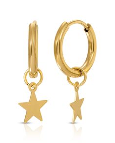 Product Details Star charm. Seamless closure. 12mm Hoop. Safe for sensitive skin. Available in 14k Gold Filled or Sterling Silver. Star Charms, Silver Hoop Earrings, Sensitive Skin, Gold Earrings, Gold Filled, Hoop Earrings, Sterling Silver, Skin, Silver