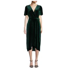 Plush Velvet And A Classic Faux-Wrap Silhouette Combine For An Ultra-Flattering Look With Vince Camuto's Flowing Midi Dress.. Velvet Dress Formal, Formal Dress For Wedding Guest, Womens Velvet Dresses, Wrap Dress Midi, Light Blue Prom Dress, Boho Floral Maxi Dress, Green Velvet Dress, Purple Prom Dress, Long Sleeve Dress Formal