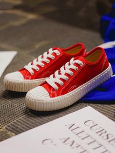 Sku CY-!19378 Material Canvas , Rubber Style Flat with Feature Bandage Occasion Going out , Casual Heels Height Low (1cm-3cm) Seasons Spring , Summer , Autumn Type Sneakers Color GINGER,RED,BLACK,WHITE Size 35,36,37,38,39,40,41,42,43 Comfortable Red Canvas Shoes With Round Toe, Trendy Canvas Shoes With Laces And Closed Toe, Trendy Closed Toe Canvas Shoes With Laces, Red Sneakers With Vulcanized Sole For Spring, Red Lace-up Canvas Shoes For Summer, Red High-top Canvas Shoes For Spring, Red Round Toe Canvas Shoes, Red Canvas Shoes For Spring Streetwear, Closed Toe Canvas Shoes For Spring Streetwear