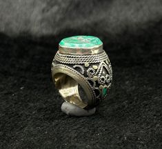 Very Old Solid Silver Rare Old Ring With Deer Intaglio Turquoise Stone From Afghanistan. Ring Size 8 US. Shipping Payment Feedback & Return Policy 1 : We ship Monday to Friday Via Airmail Register Insured With Tracking # takes 2 to 4 Weeks to Destination. 2 : Contact us if you did not receive your item after 4 weeks. 3 : We Accept Payment Only Via Paypal. 4 : In Any Inconvenience Case we do Accept Return and full Refund. 5 : We Ship worldwide via Airmail Registered with Tracking # provided to bu Turquoise Inlay Ring As A Gift, Turquoise Inlay Ring Gift, Turquoise Inlay Ring As Gift, Turquoise Inlay Ring For Gift, Traditional Oval Turquoise Ring, Vintage Green Turquoise Ring With Inlay, Turquoise Inlay Round Rings, Engraved Bohemian Turquoise Ring, Bohemian Engraved Turquoise Ring For Gift